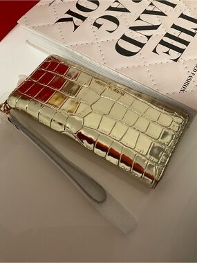 Michael Michael Kors Metallic Croc-Embossed Wristlet / Wallet (NWT)